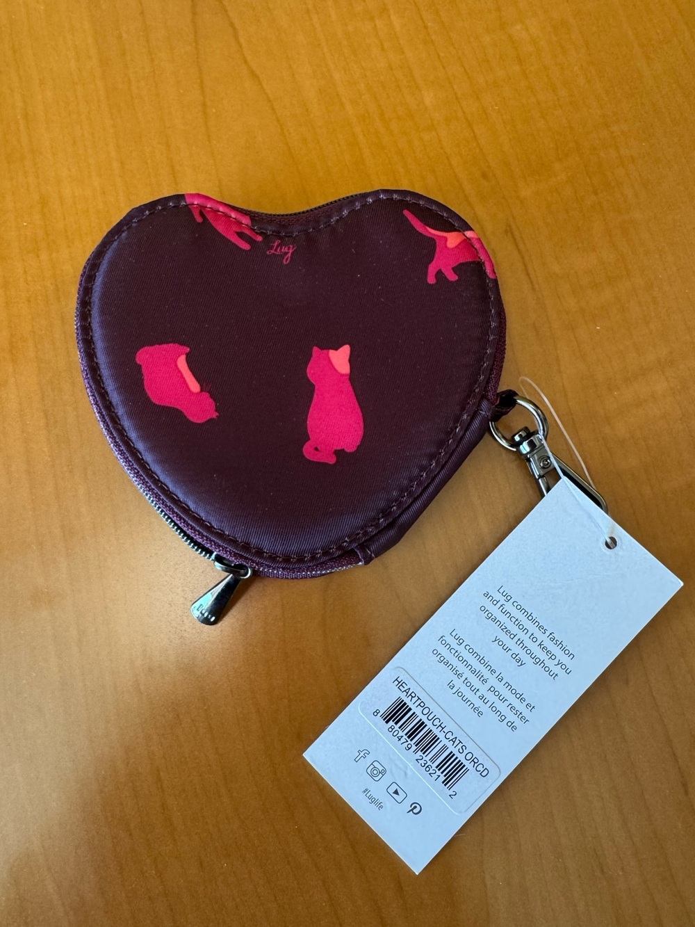 Lug Cats Purple Heart Pouch Keychain Bag Charm NWT - Picture 2 of 5